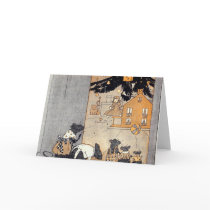 card - victorian mice and dollhouse under the tree