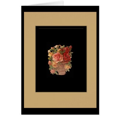 Card Vintage Floral Black Gold Frame by Zazzle_Vintage