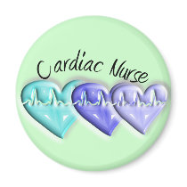 Cardiac Nurse 3D Blue Hearts Gifts Magnets
