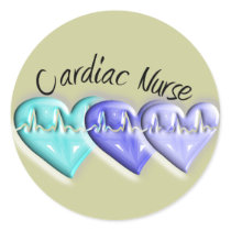 Cardiac Nurse 3D Blue Hearts Gifts Round Sticker