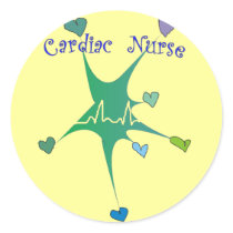 Cardiac Nurse Spiked Hearts QRS pattern Round Stickers