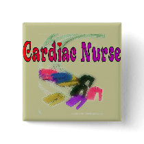 Cardiac Nurse Watercolor Art Gifts Pins