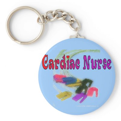 Cardiac Nurse Watercolor Art Gifts Keychain by ProfessionalDesigns