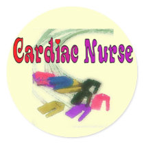 Cardiac Nurse Watercolor Art Gifts Round Sticker