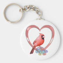 Cardinal au coeur porte-clé