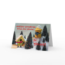 Cardinal Bird House holiday card