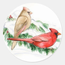 Cardinal Birds Art Sticker