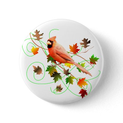 Cardinal & Fall Leaves Pin by TLArnold