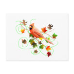 Cardinal & Fall Leaves Post Card