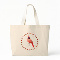 Cardinal in Circle Canvas Bags