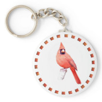 Cardinal in Circle Key Chains