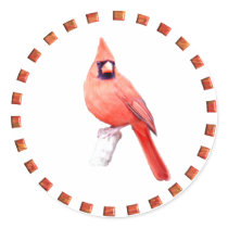 Cardinal in Circle Sticker