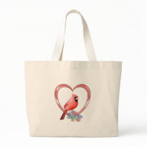 Cardinal in Heart Tote Bags
