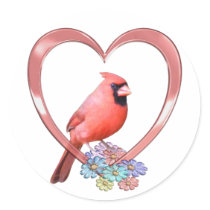 Cardinal in Heart Stickers