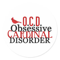 Cardinal Obsessed Round Stickers