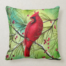 Cardinal Painting Throw Pillow