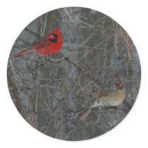 Cardinal Pair Round Stickers