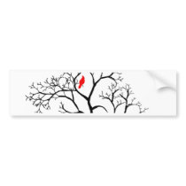 Cardinal Red Bird in Snowy Winter Tree Bumper Sticker