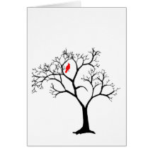 Cardinal Red Bird in Snowy Winter Tree Card