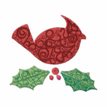 Cardinal rouge avec le houx et les baies polos brodés
