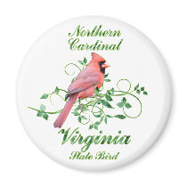 Cardinal Virginia State Bird Refrigerator Magnets