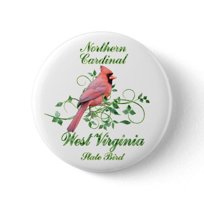Cardinal West Virginia State Bird Button by TLArnold