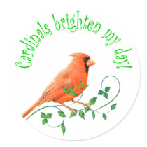 Cardinals Brighten My Day Round Stickers