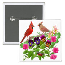 Cardinals in the Garden Pin
