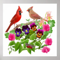 Cardinals in the Garden Print