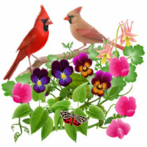Cardinals in Wild Flowers Ornament