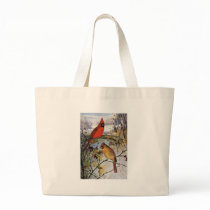 Cardinals in Winter Canvas Bags