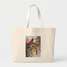 Cardinals in Winter Canvas Bags