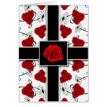 Cards template - customizable red roses