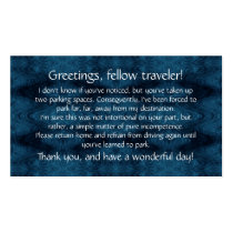 Cards to leave on others' windshields. business cards