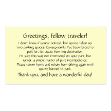 Cards to leave on others' windshields. business card templates