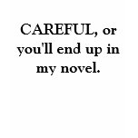 CAREFUL, or you'll end up in my novel. t-shirts