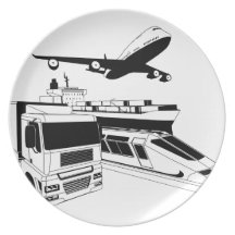 Cargo logistics transport illustration party plates