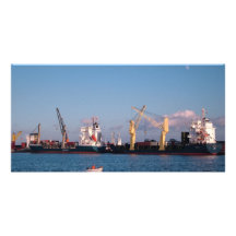 Cargo ships customized photo card