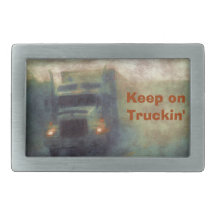 Cargo Truck in Storm Drivers Transport Buckle Rectangular Belt Buckle