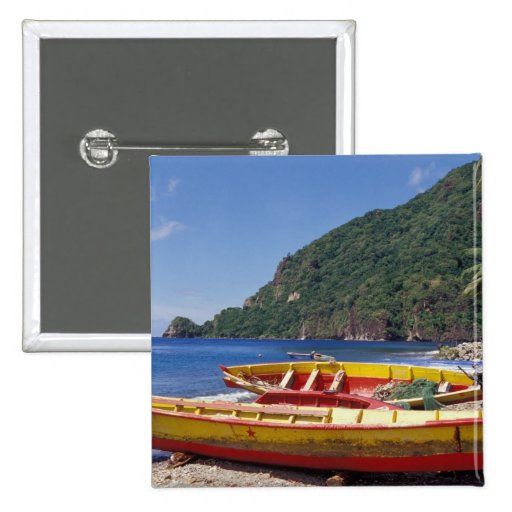 Caribbean, BWI, St. Lucia, Sailboats, Soufriere. Pinback Button