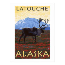 Caribou Scene - Latouche, Alaska Post Cards