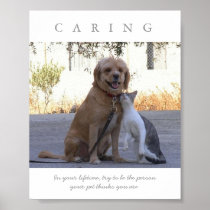CARING Dog Cat Motivational Poster Print