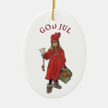 Carl Larsson God Jul with Brita - Merry Christmas Christmas Ornament