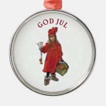 Carl Larsson God Jul with Brita - Merry Christmas Ornament