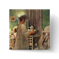 Carl Larsson St. Lucia Day Christmas in Sweden Button
