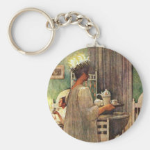 Carl Larsson St. Lucia Day Christmas in Sweden Keychain