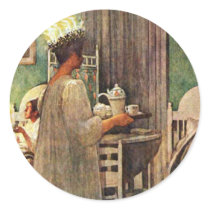 Carl Larsson St. Lucia Day Christmas in Sweden Round Sticker