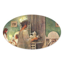 Carl Larsson St. Lucia Day Christmas in Sweden Oval Sticker