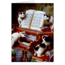 Carl Reichert Kittens Playing Piano Greeting Card