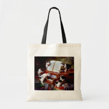Carl Reichert Kittens Playing Piano Tote Bags